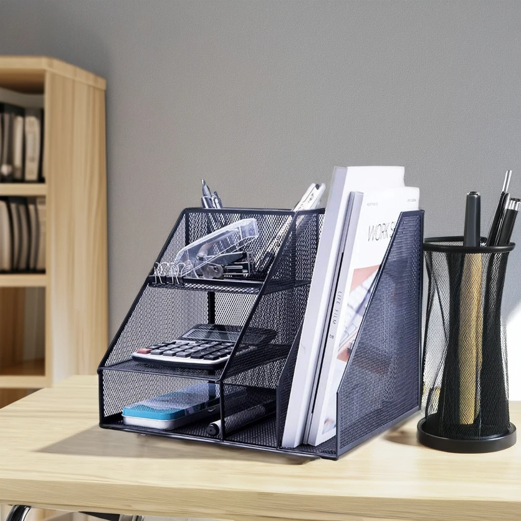 Document Holder Stand - Organizador de escritorio metálico multifuncional, estante