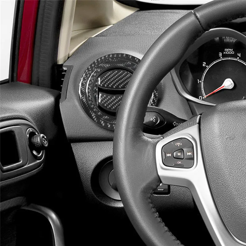 

Red/Black Carbon Fiber Car Dashboard Side Air Conditioner Outlet Vent Decoration Cover Trim Sticker For Ford Fiesta 2011-2015