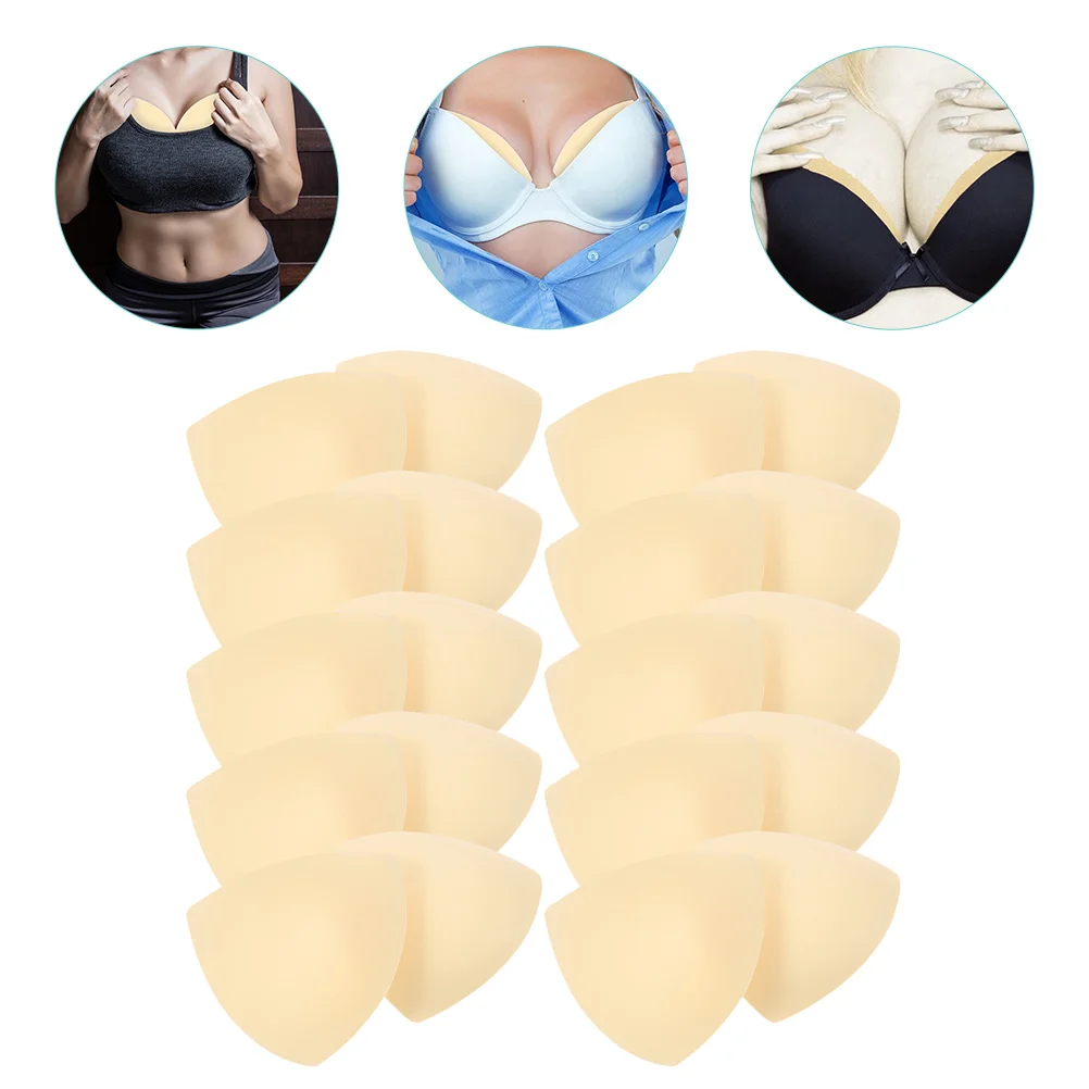 

10 Pcs Bra Inserts Pads Women Removable Comfortable Breathable Sponge Material for Bikinis T Shirts Sports Bras