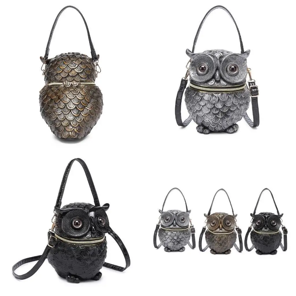 

D46D Versatile Owl Embossed PU Leather Shoulder Bag for Daily Use and Travel