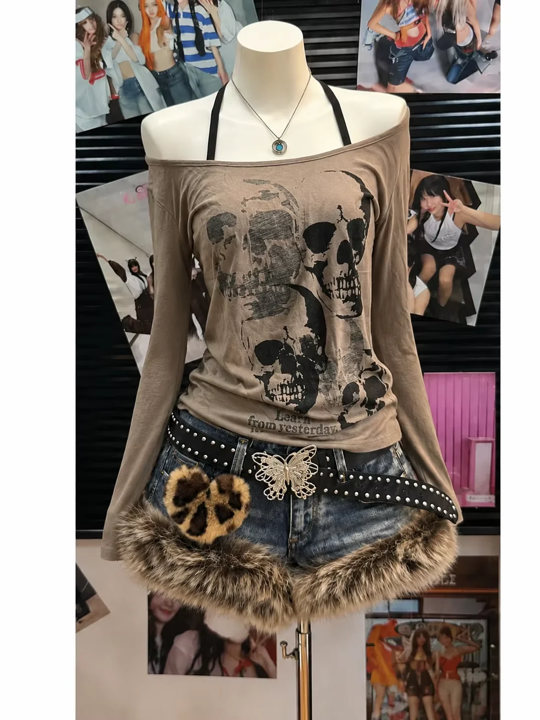 Vintage Fashion Retro Outfit - Women Punk Subculture Y2K Two Piece