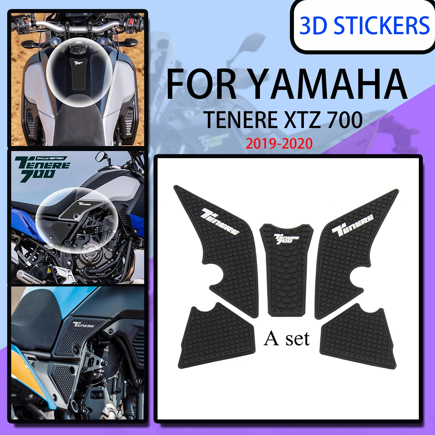 adesivi T700 For YAMAHA Tenere  XTZ 700 2019 2020 Accessories Non-slip Side Fuel Tank Stickers Waterproof Pad Rubber Sticker