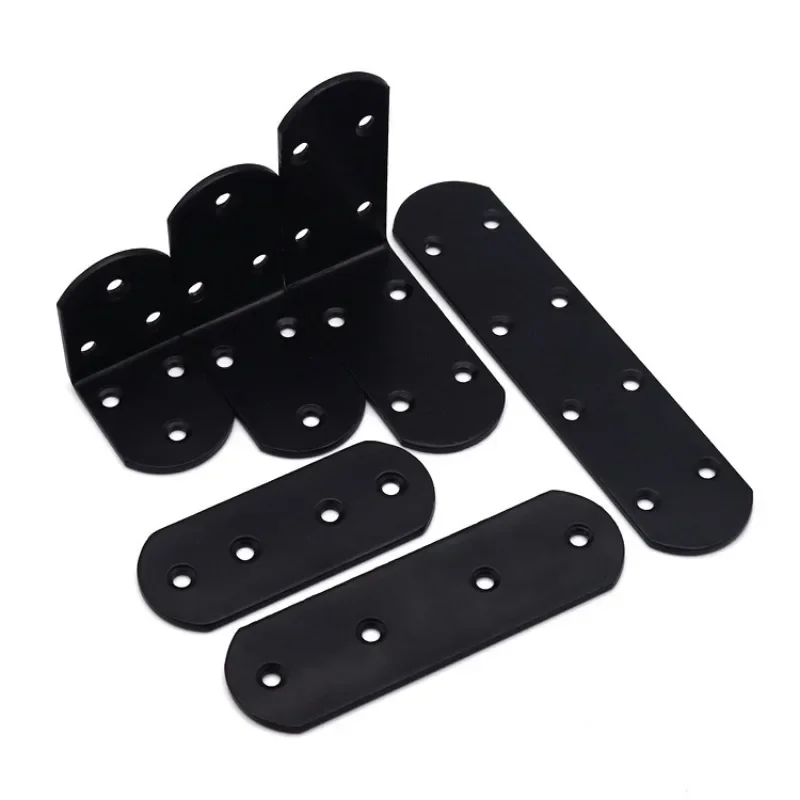 1pcs L-Shaped Brackets with Screws Fixing Right Stainless Steel Supporting Black Angle Corners Brace Furniture Hardware