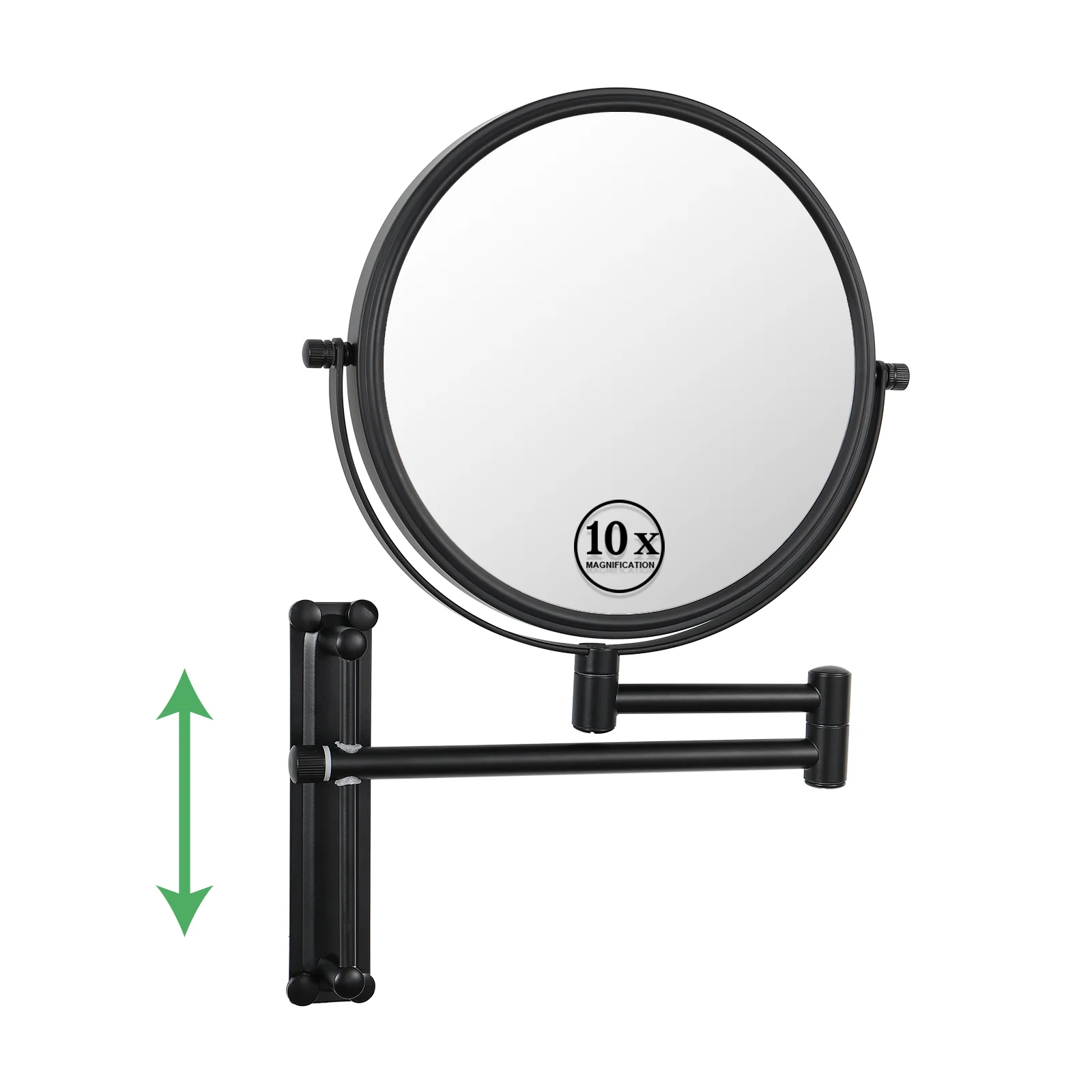 Wall Mounted Makeup Mirror, 10 Times Magnification, Can Move Up And Down 8 inches Bathroom Double-Sided Cosmetic Mirror