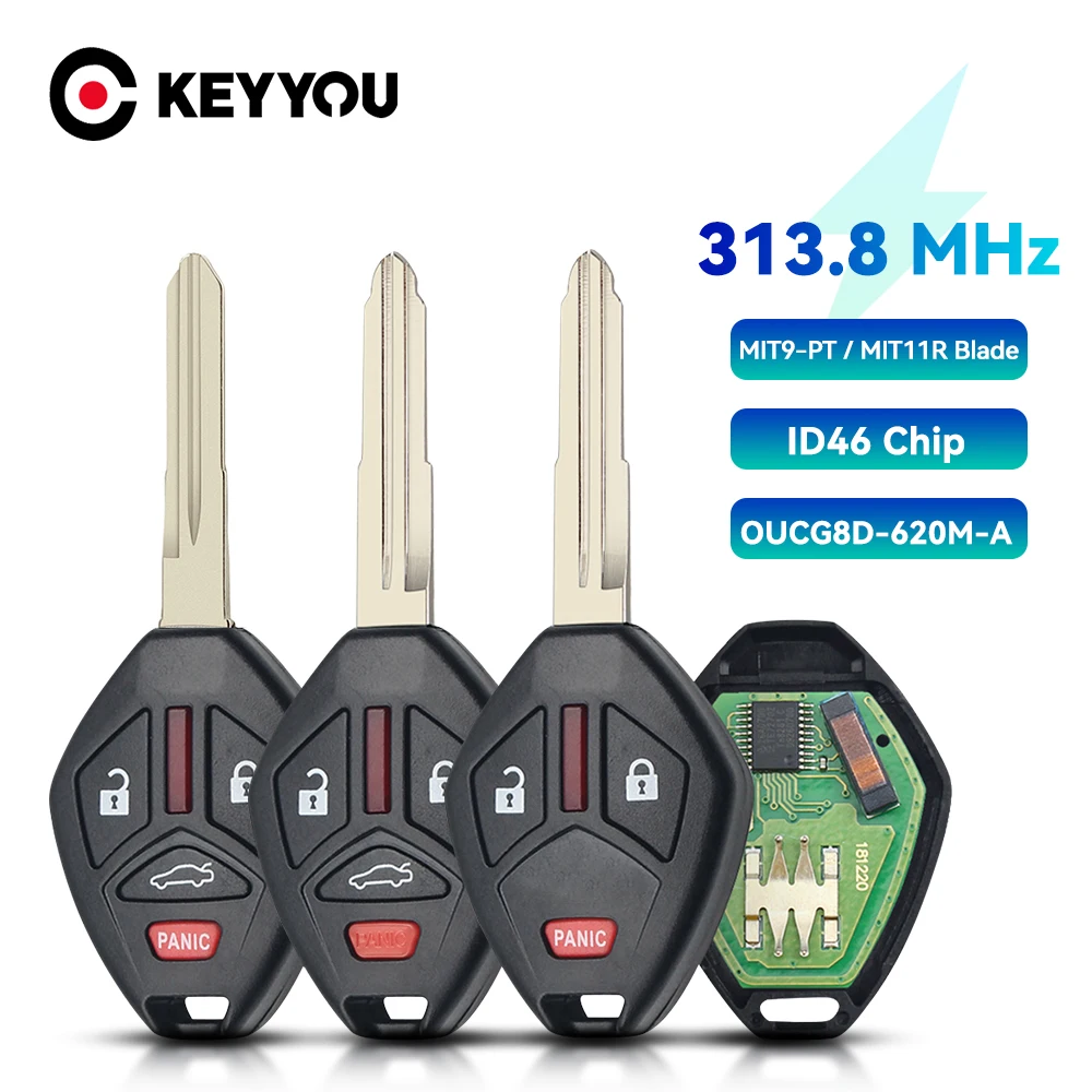 KEYYOU 313.8MHZ PCF7936 ID46 Chip chiave remota per Mitsubishi Eclipse Galant 2006 2007 chiave a distanza Fob OUCG8D-620M-A 3/4 pulsante