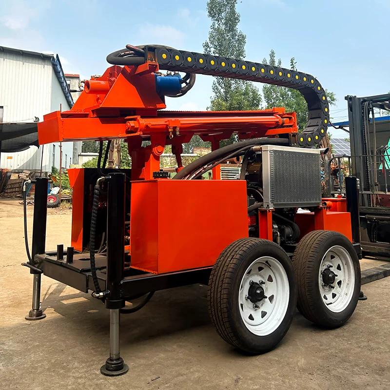 

Индивидуальная 200-метровая роторная буровая установка премиум-класса на колесах, дизельная гидравлическая буровая установка для глубоких скважин