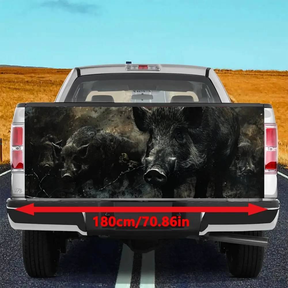 Primitive Forest Wild Boar Print Car Tail Trunk Protect Vinly Decal Auto Accessories Hood Decoration Sticker for Off-road Pickup