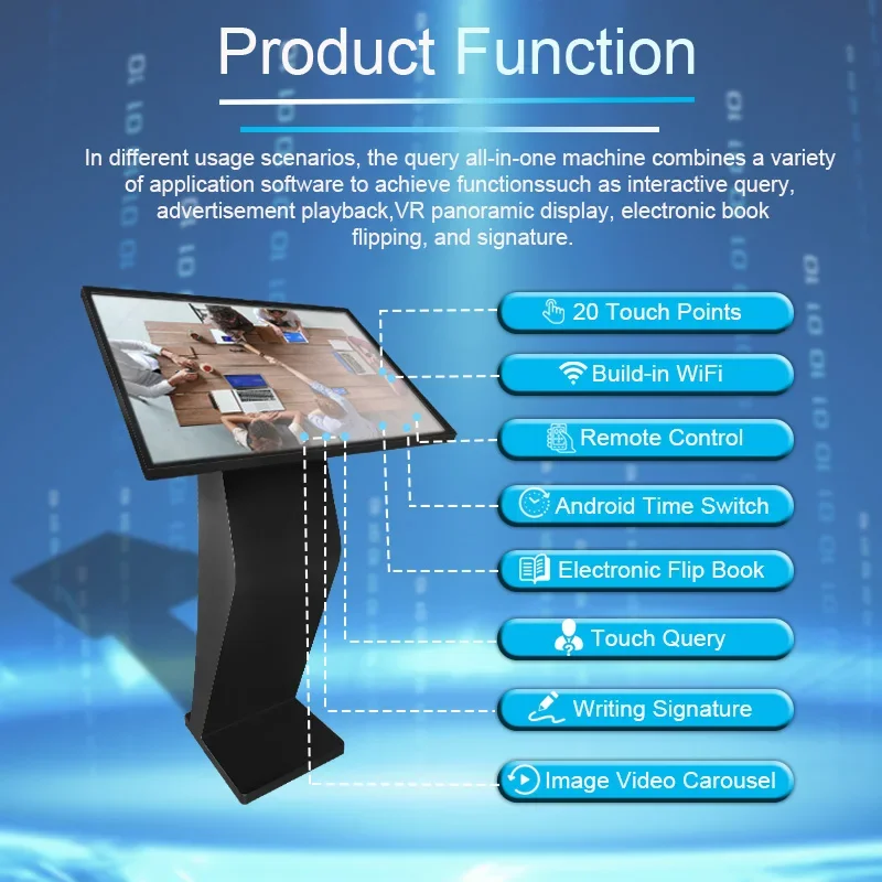 

Flooring Standing Horizontal Digital Information Inquiry All in One Touch Screen Promotional Kiosk