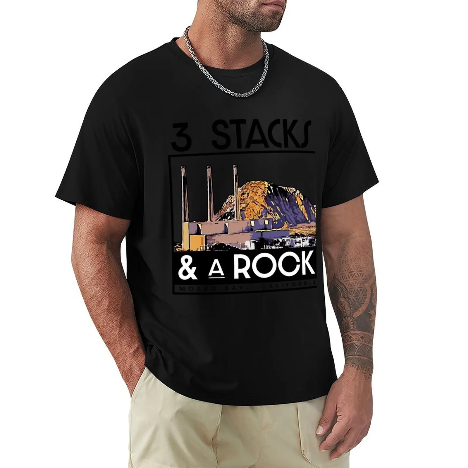 3 Stacks and A Rock (with text) T-Shirt Basic Lightweight Short Sleeve Tee
