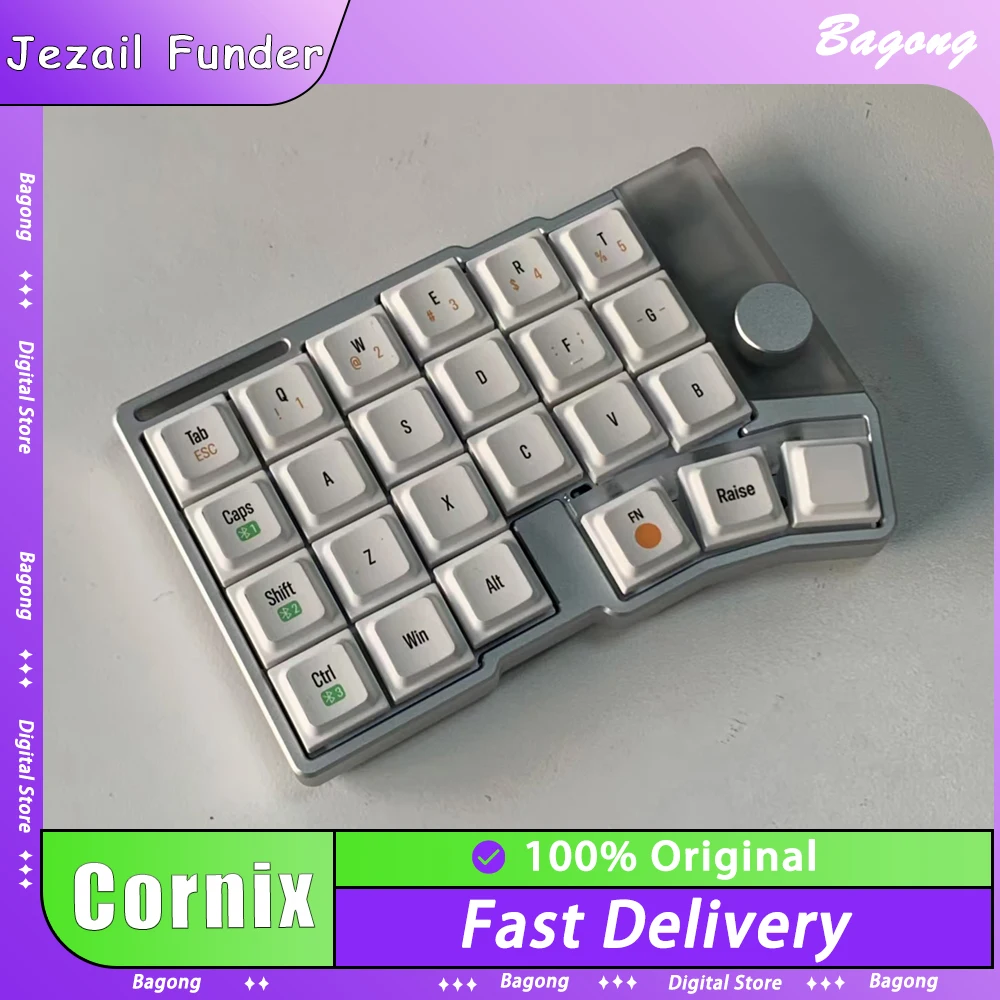 

Разделенная клавиатура Jezail Funder Cornix Corne, низкопрофильный корпус из алюминиевого сплава, Bluetooth/проводная механическая клавиатура с ручкой-флаконом