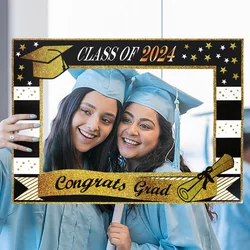 2024 Graduation Party Frame Congratulation Graduation Party Booth Props Learning Celebration Decoration Photobooth Supplies