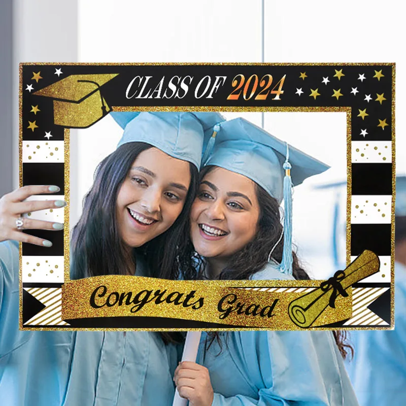 2024 Graduation Party Frame Congratulation Graduation Party Booth Props Learning Celebration Decoration Photobooth Supplies