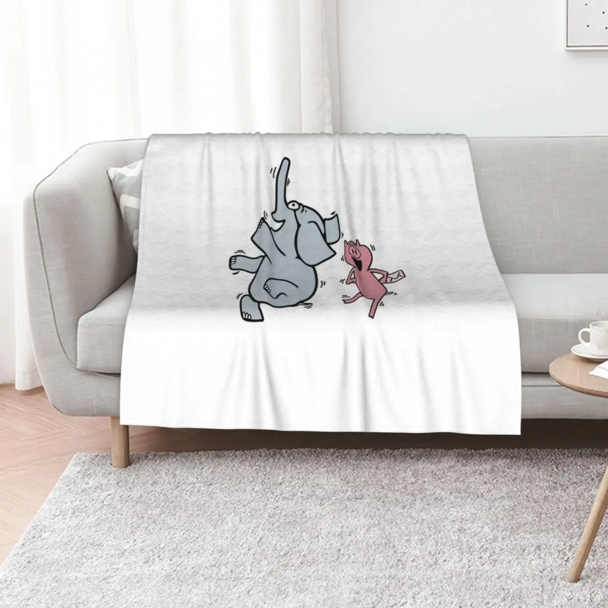 Elephant and Piggie - Happy Gerald and Piggie Throw Blanket Travel Size Cozy Blanket for Plane Train