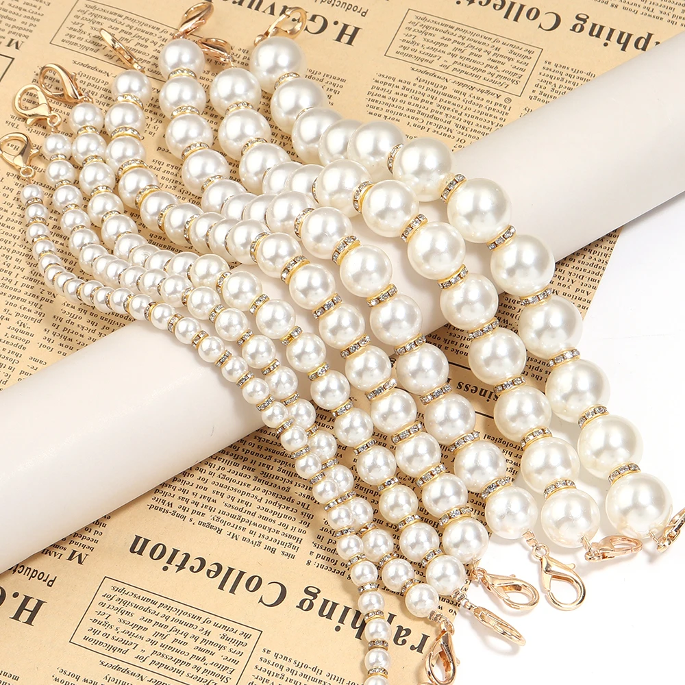 Pearl Bag Strap Handbag Chain Hand Carry Short Shoulder Strap White Large Pearl Mobile Phone Chain Lanyard DIY Extension Chain
