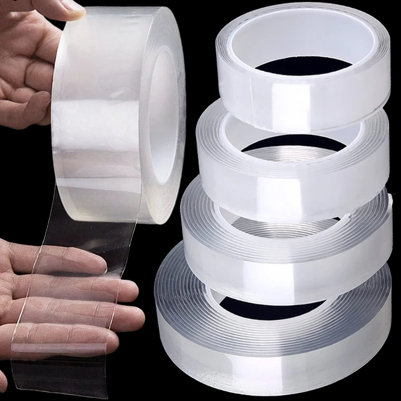 1–10 m Nano-Doppelseitiges Klebeband, robust, transparent, wasserfest, spurlos, extra starker Kleber, abnehmbarer Dichtungsstreifen, 1/2/3/5 cm