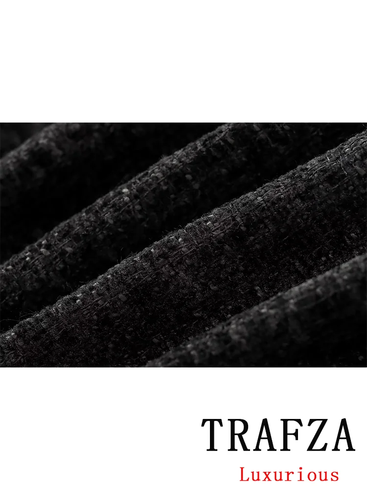 TRAFZA Vintage Casual Chic chaquetas de mujer sólido botón de lazo abrigos de manga larga nueva moda 2024 Otoño Invierno chaqueta prendas de vestir