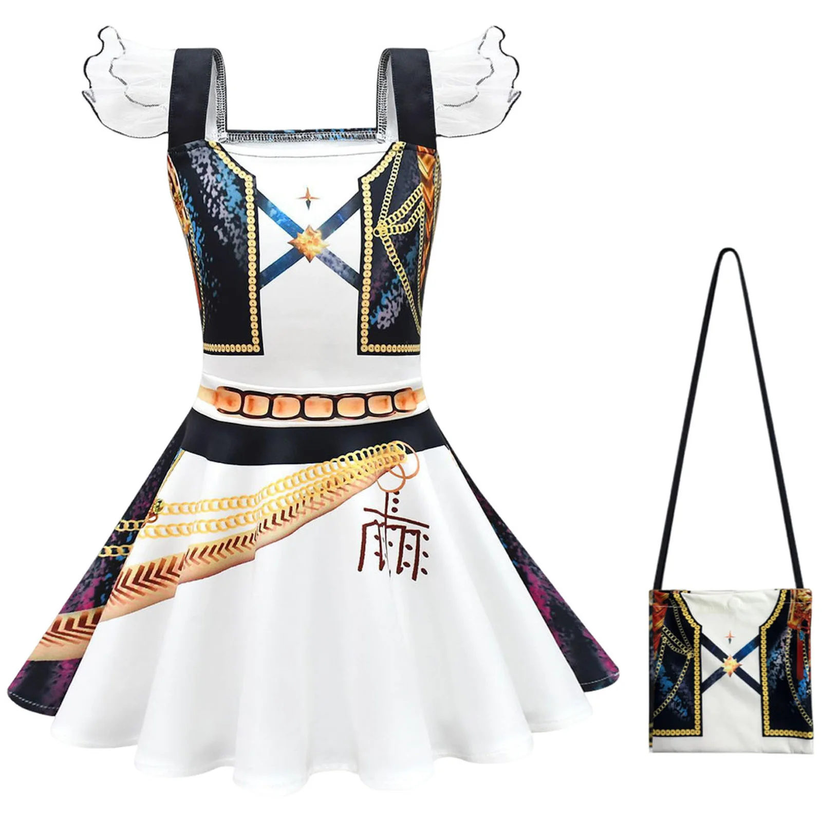 

Kids Rumii Miraa Zoeyey Cute Cartoon Print Ruffle Sleeves Dance Wear Dress 4 10y Kpop Demon Hunters Kids Conjuntos Para NiñOs