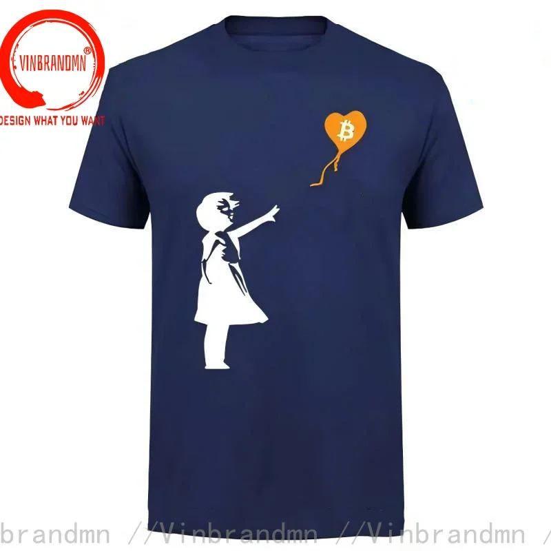 Bitcoin Balloon Guys Banksy Loves Bitcoin Series Men T Shirts Crypto Ethereum T-Shirt Btc Blockchain Tee Dogecoin Shirt Clothes