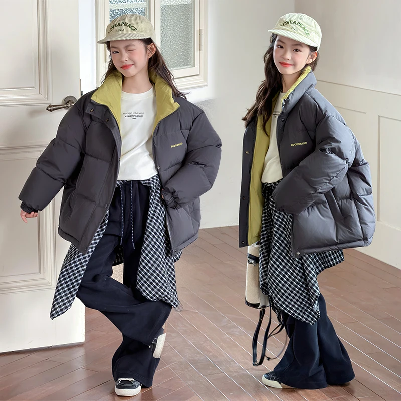 

Пуховая хлопковая куртка для девочек, горячая распродажа сезона, зимнее толстое пальто в корейском стиле, модная верхняя одежда в гонконгском стиле, теплая одежда