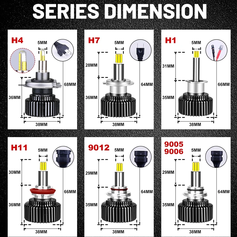 360 LED lampa H7 H1 H11 9012 hir2 LED světlomety canbus auto světel turbo HB3 9005 HB4 9006 mlha lamp LED mini světlomet cibule