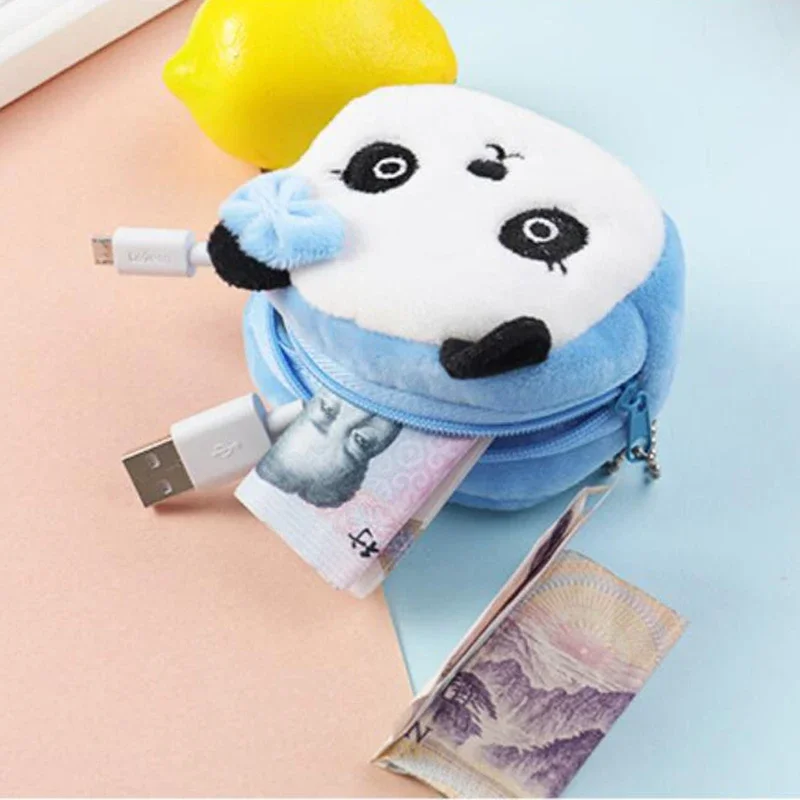 Cute Wallet Animal Plush Coin Purse Zipper Coin Pouch Mini Purse Kawaii Bag Gift for Kids and Girls