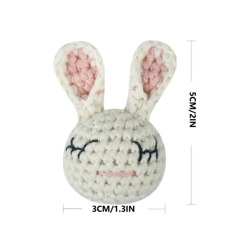 Crochet Rabbit Loose Beads for Infant Teether Clip Anti-Drop Pacifier Chain Rattle Toy DIY Accessory Baby Teething Gift