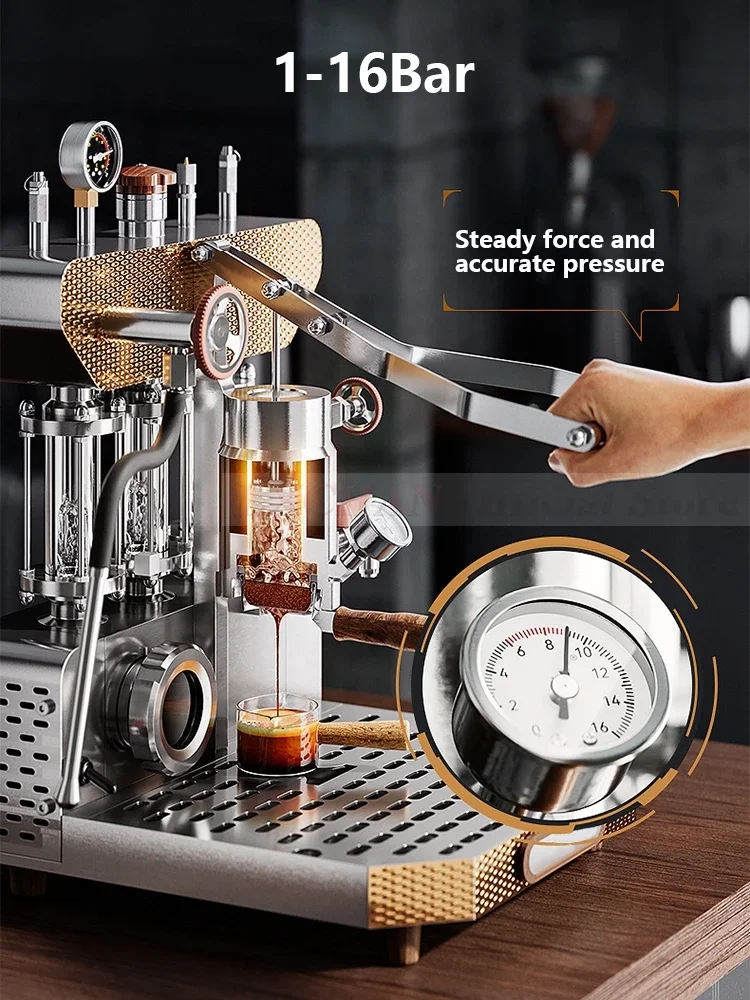 HomeWise 9Bar Manual Espresso Machine with PID Temperature Control 2.6L+3.6L Steam Milk Frother+Extraction Boiler Coffee Maker