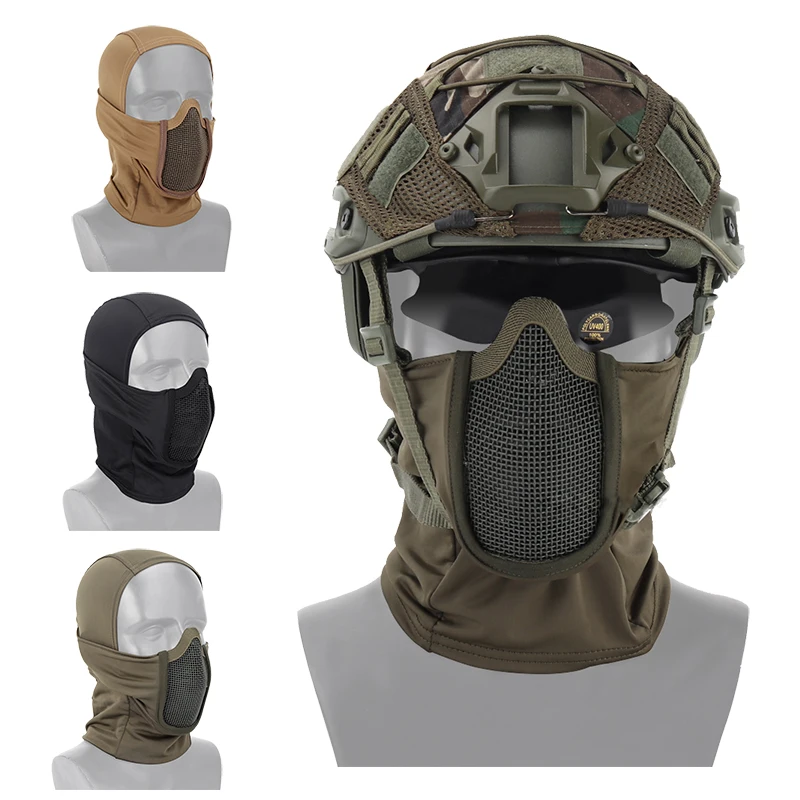 Outdoor Military Hunting Protection Metal Mesh Mask Military Tactical Balaclava Mask Air Gun Colorful Ball Half Mask