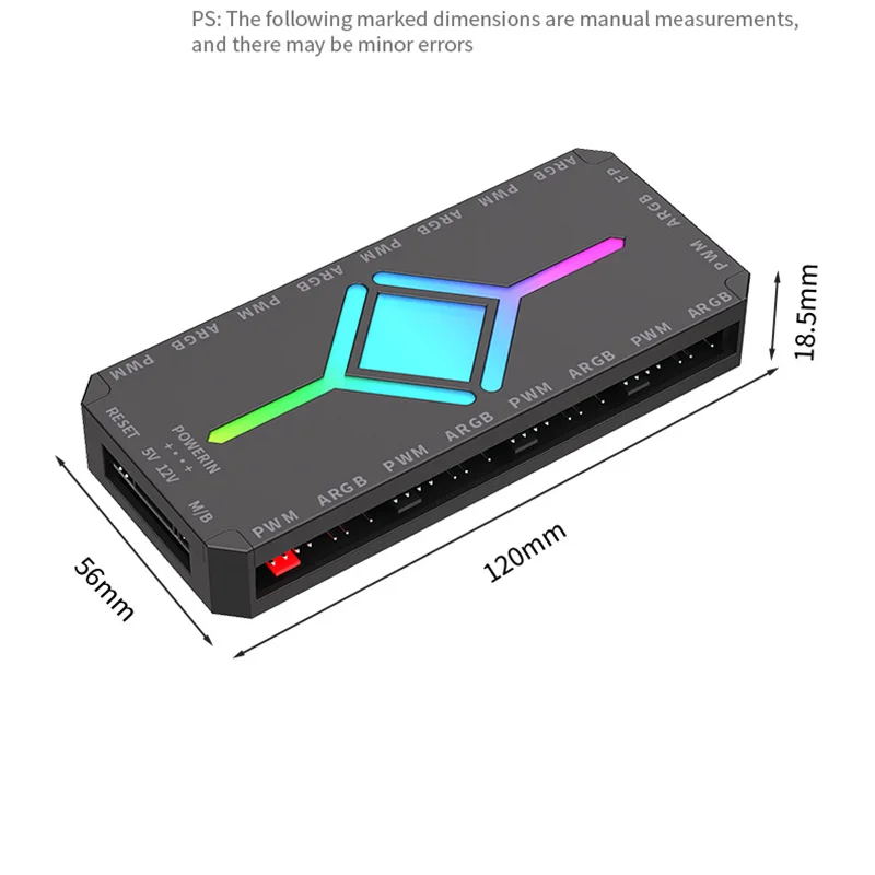 Teucer 5V 3pinファンハブArgb PWM 4pin 1〜9ポートスプリッターSATAパワー磁気吸引PCケースファン用Argbファンコントローラー