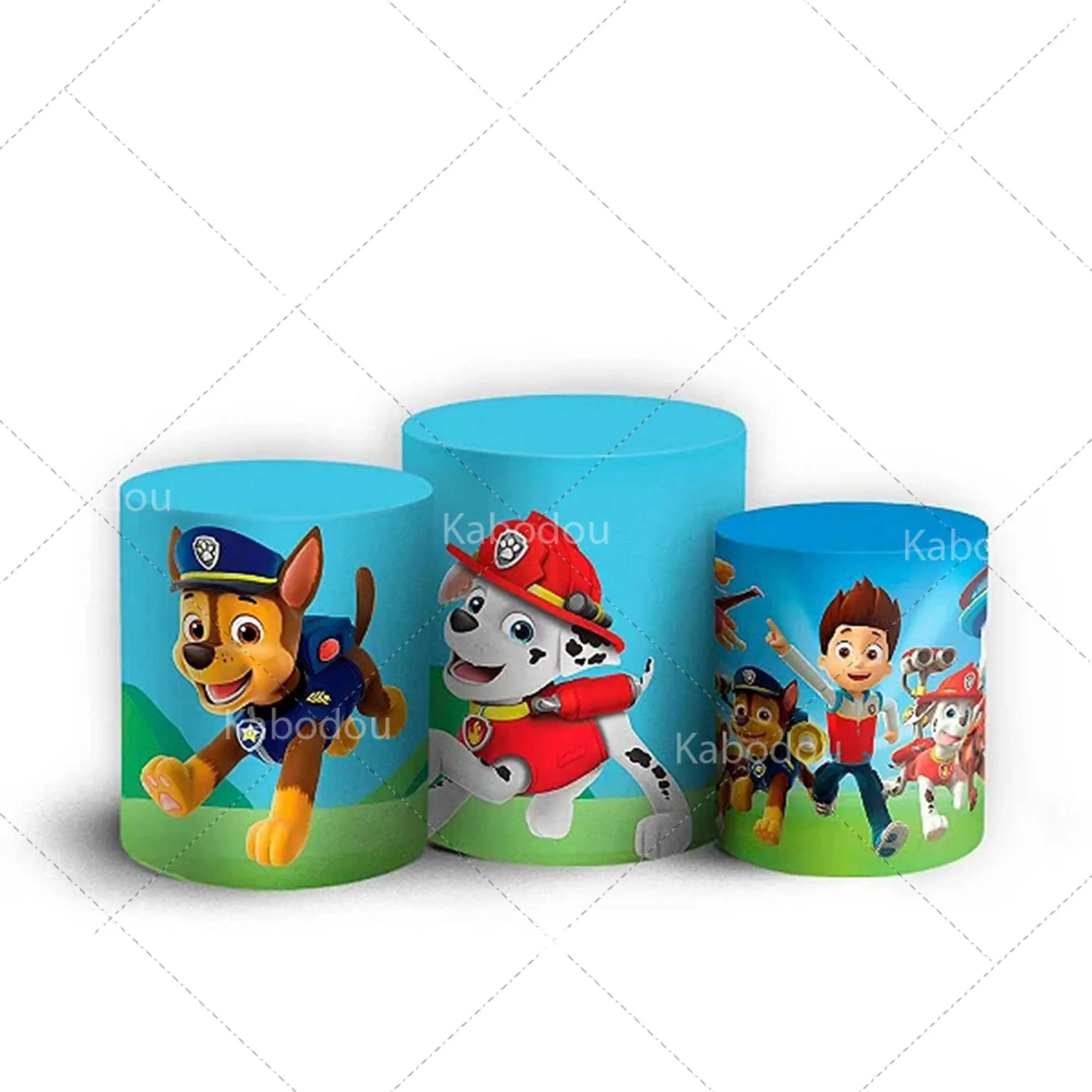 Paws Patrols Round Backdrop Dog Kid Birthday Party Decoration Photography Background Baby Shower Cylinder Cover Studio Prop view 6