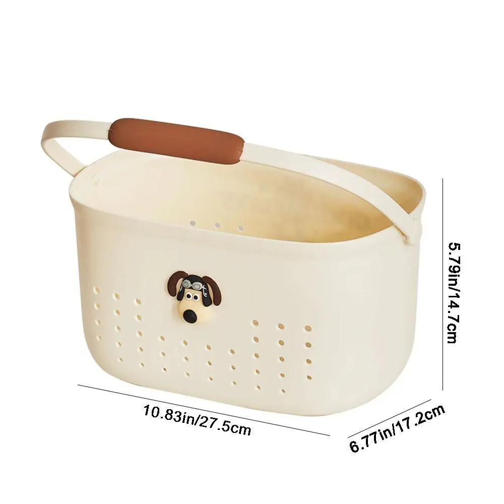 Portable Plastic Shower Basket Large Capacity Hollow Tote Toiletry Basket with Handles Bath Drain Basket Dormitory