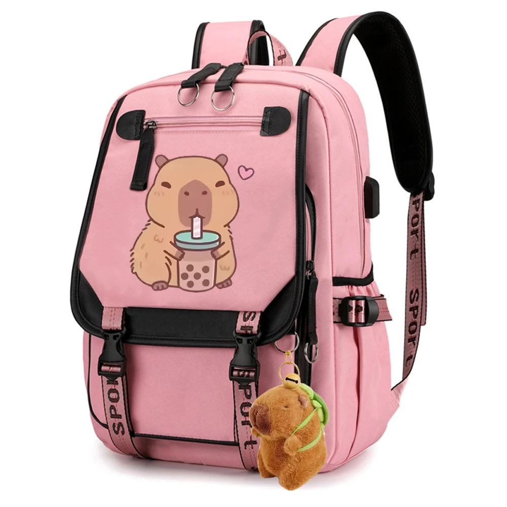 

Школьный рюкзак для девочек, сумка для подростков, Kawaii Capybara Bpba, чайный школьный рюкзак, подростковый рюкзак, сумка для книг с зарядкой через USB