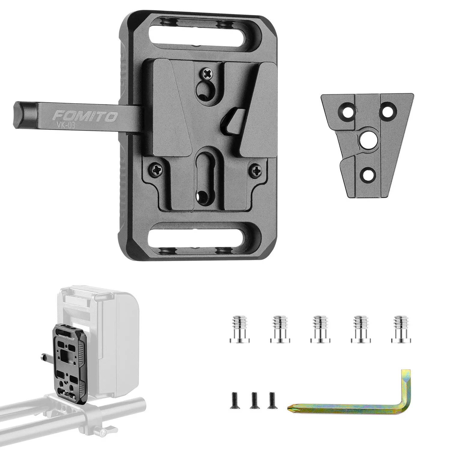 

FOMITO V Mount Battery Plate, V-Lock Mount Battery Plate with M3 1/4 Screw