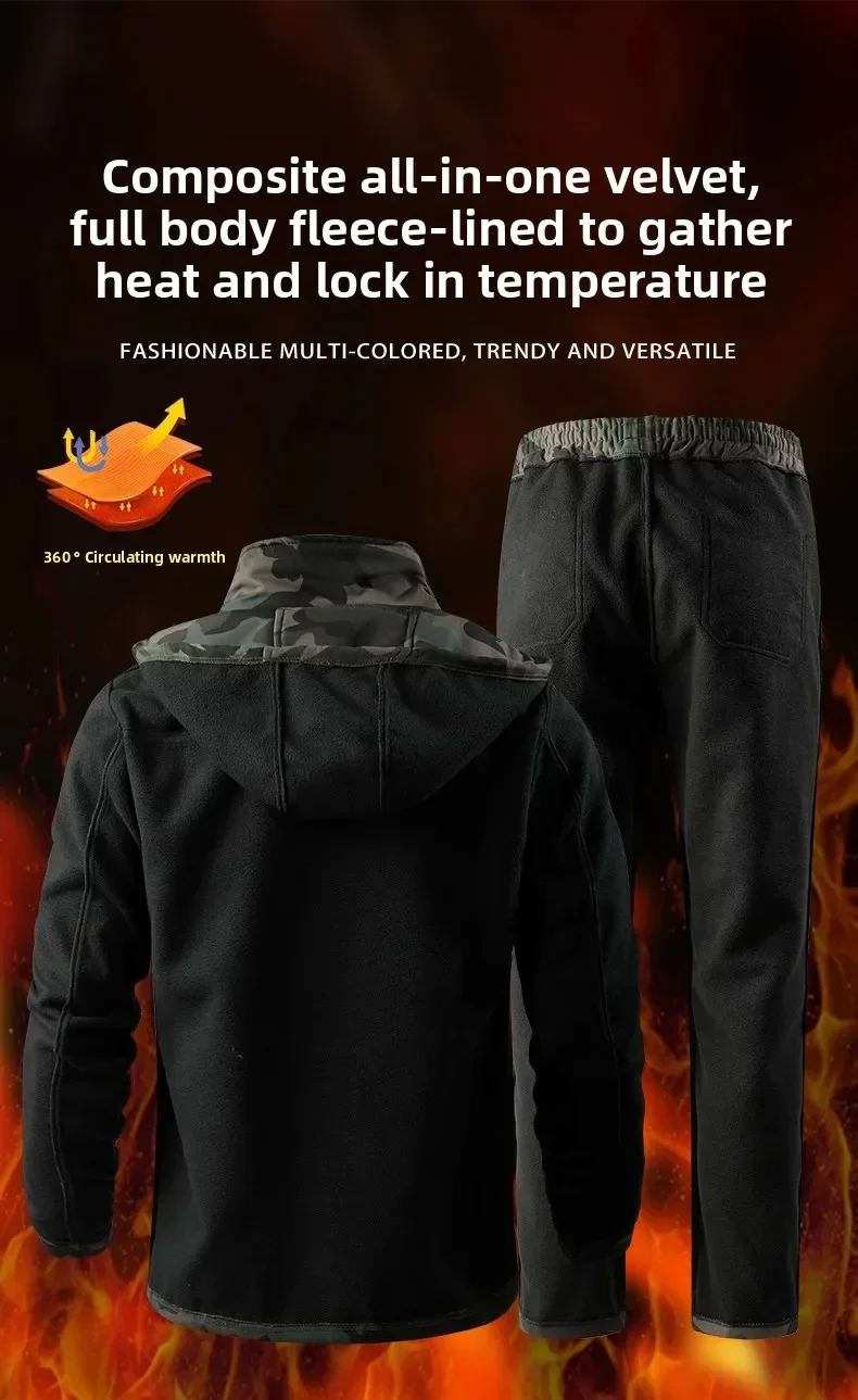 Wasserdichtes Herren-Arbeitskleidungsset mit warmem Faltenfutter für Herbst- und Winter-Outdoor-Radfahren, langlebiges Set für Herren-Winterset – Detail 8