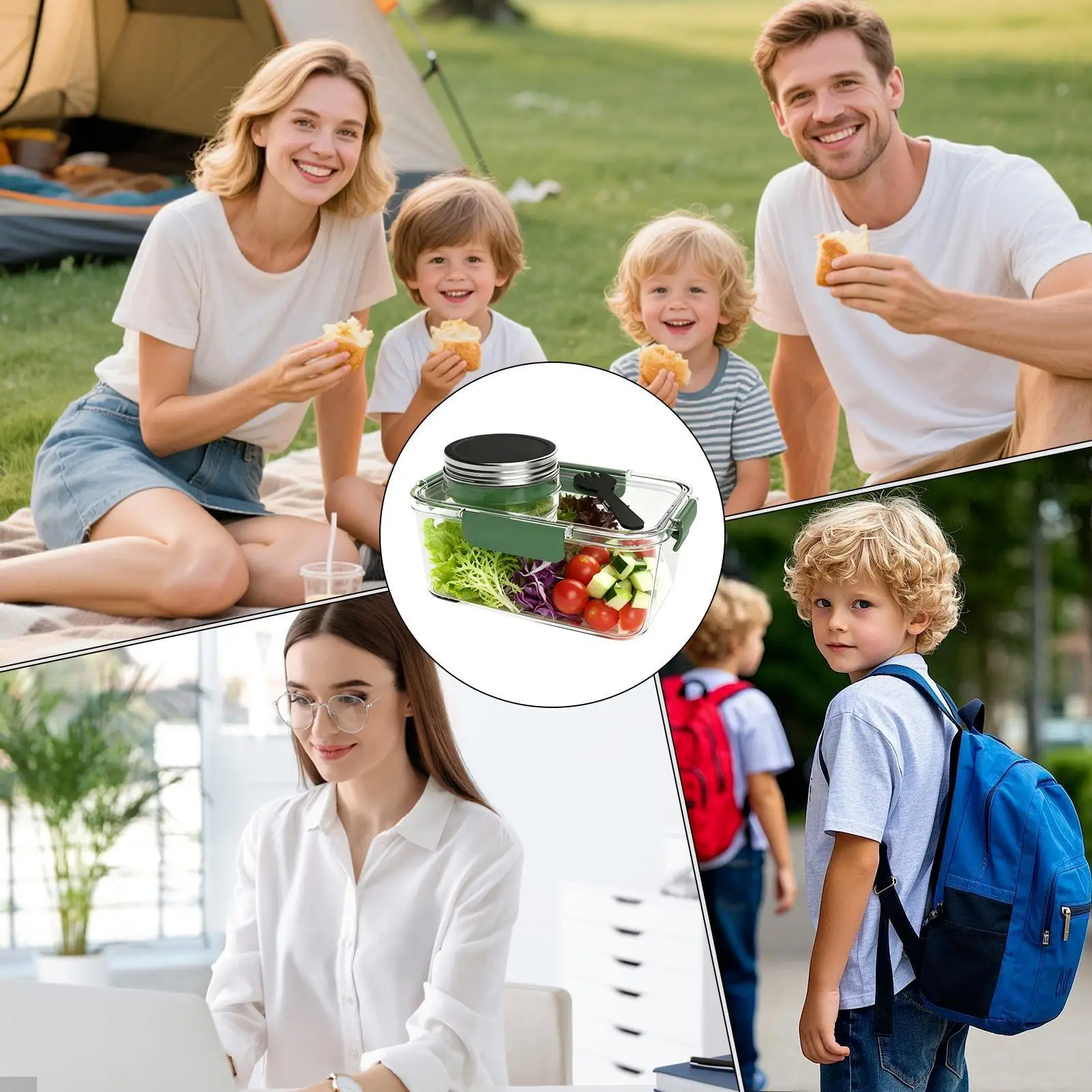 

Salad Container 2.5 Oz Food Storage Box With Lid Picnic Lunch Box For Kitchen Travel Office School Meal Prep Snack Salad Grain