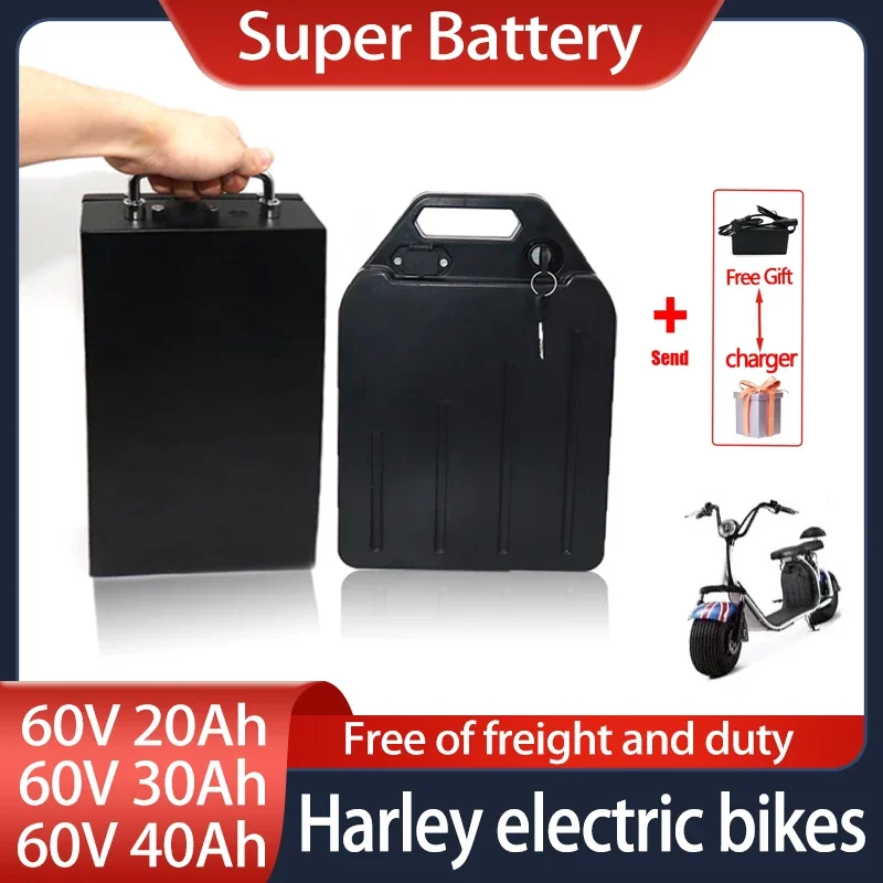 

Harley battery Citycoco Electric Battery 60V 20Ah-40Ah for 250W~1500W Harley MotorcycleWaterproof LithiumBattery+Charger