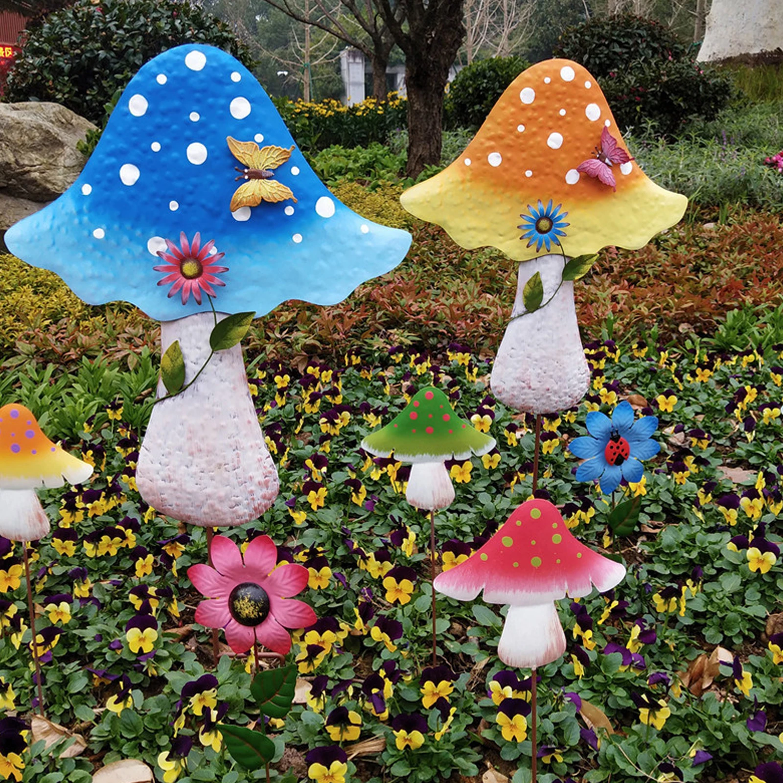 Colorful Artificial Mini Mushroom Model Fairy Garden Plant Action Figure Miniature Crafts Decorations Stakes Craft