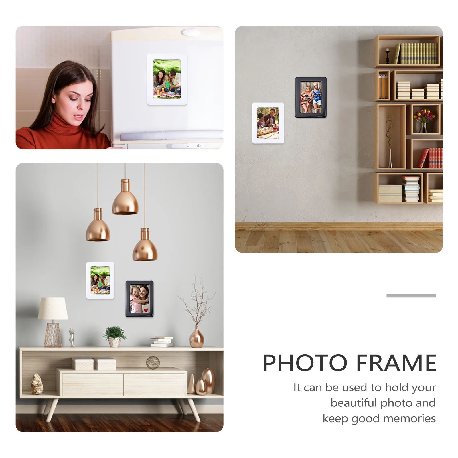 

2pcs Magnetic Photo Frame Pvc Rubber Strong Adhesive Flexible Picture Holder For Wall Refrigerator Decor Creative Stickers