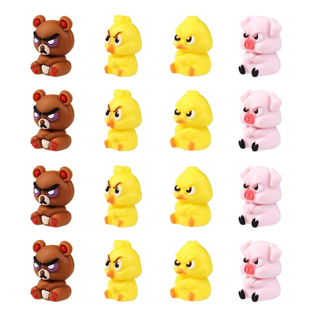 5/20/50Pcs 3D Silicone Beads Cute Funny Angry Animals Theme Focal Beads for Jewelry Making Keychain DIY Pen Beaded Accessory