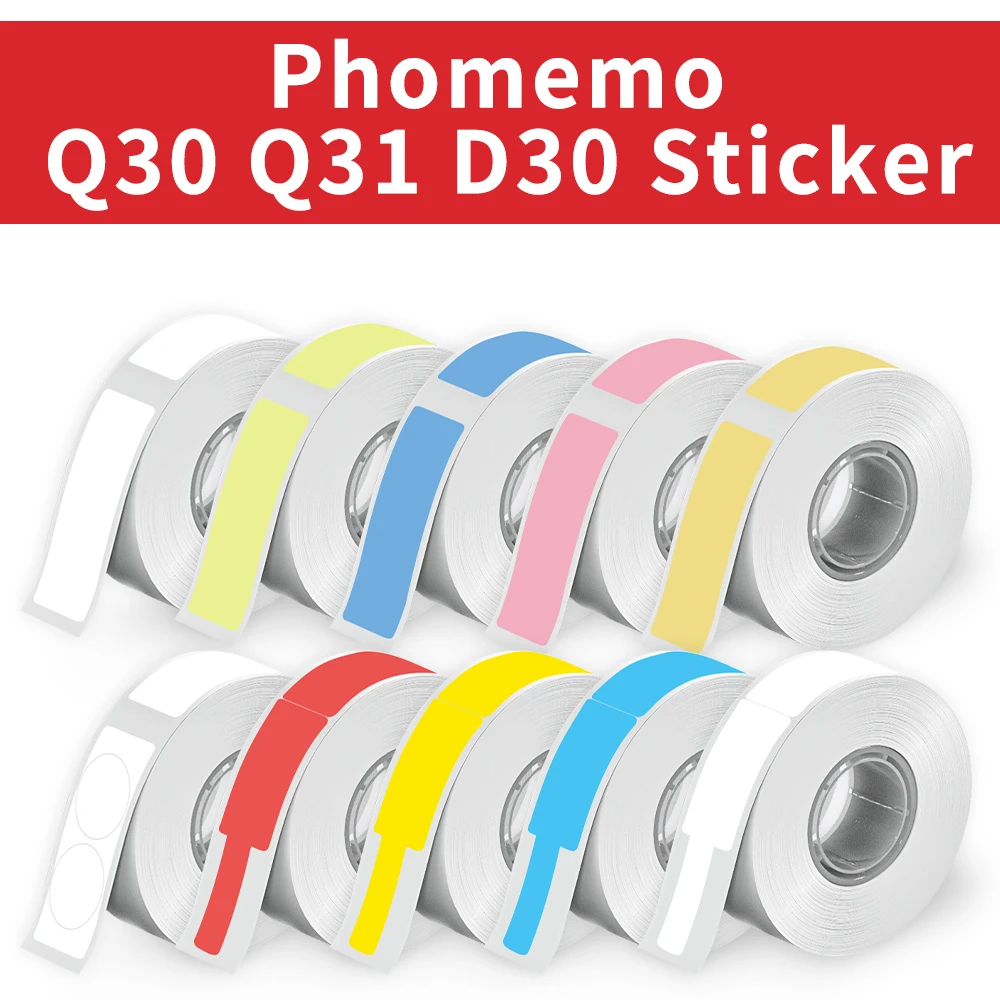 Phomemo Q30 D30 Label Maker Tape Sticker Replacement Waterproof Tearproof Thermal Label Sticker Paper for School Home Office