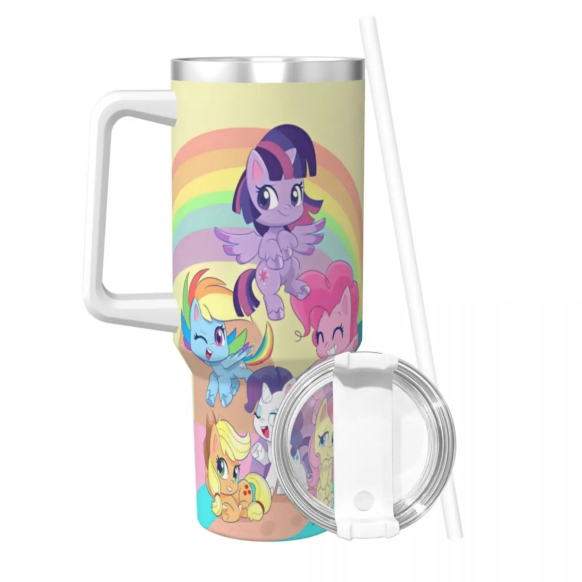 Stainless Steel Tumbler My Little Pony Mugs Cup With Straws Driving Hot Drinks Water Bottle Heat Preservation 40oz Thermal Mug