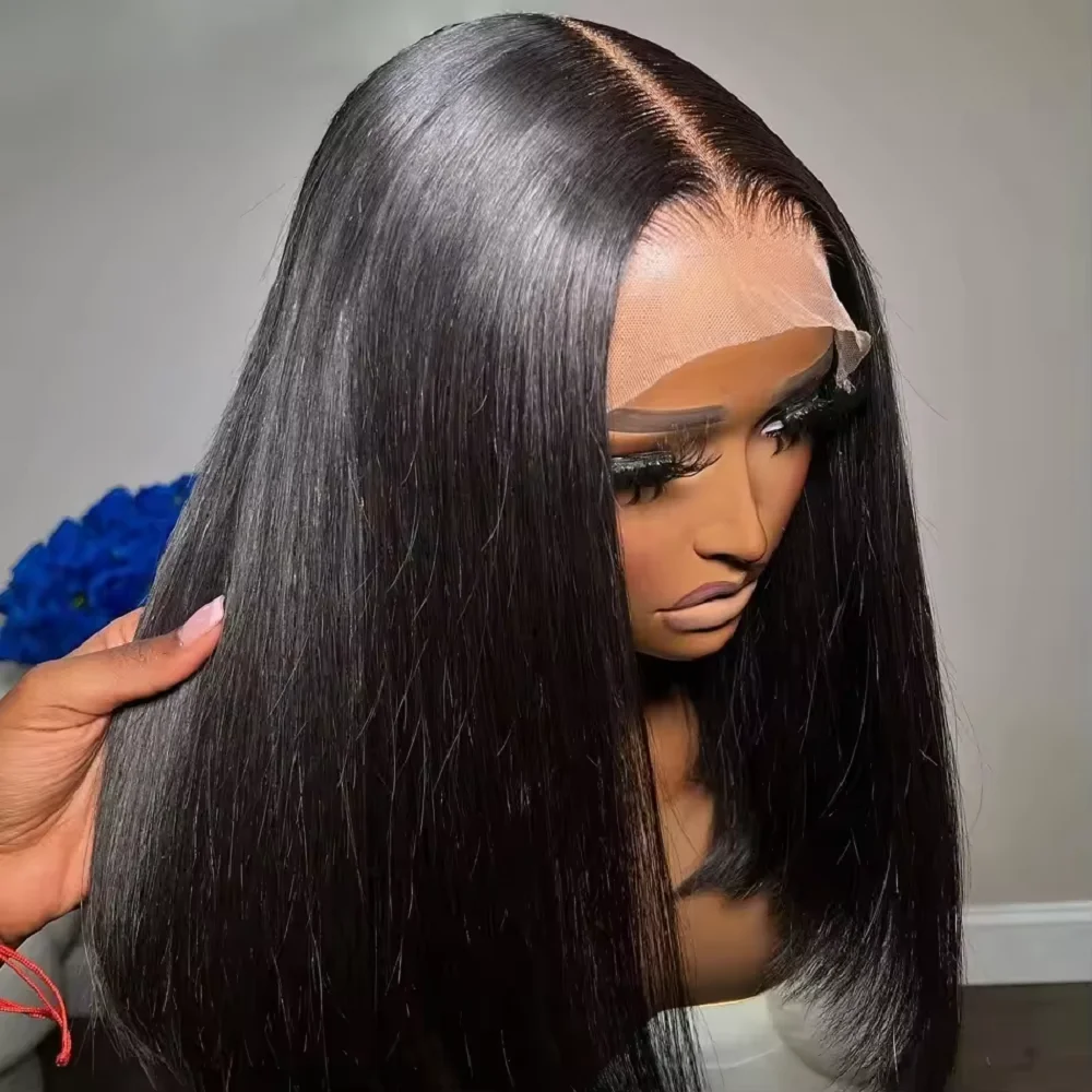 

Парик с прямым краем из прозрачного кружева 13x4, из натуральных волос, с прямым краем 4x4, 5x5, короткий парик-боб для женщин, плотность 200%