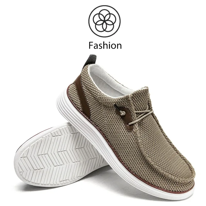 Men's Breathable Casual Canvas Slip Shoes Comfortable Anti-slip Loafer Soft Penny for Male Lightweight Driving Boat Shoe Tennis