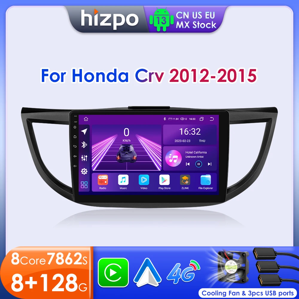 

Hizpo Android 13 For Honda CR-V CRV 2012 - 2015 GPS Carplay Auto Car Radio Multimedia Video Player Stereo WIFI 4G BT RDS 7862S