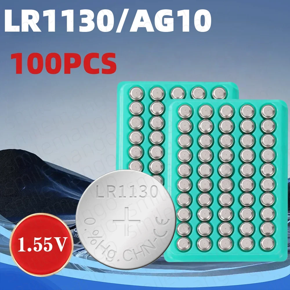 LR1130 Button Cell Battery 1.55V 10-200PCS LR54 L1131 SR1130 Replacement for Watch Calculator Laser Compact Coin Cells