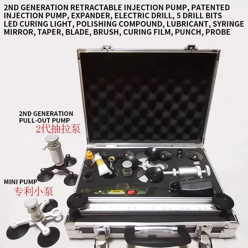 Auto Glass Repair Tool Kit Auto Repair Kit Pull-Type/Hand Pump Aluminum Alloy Workbench Patented Mini Pump