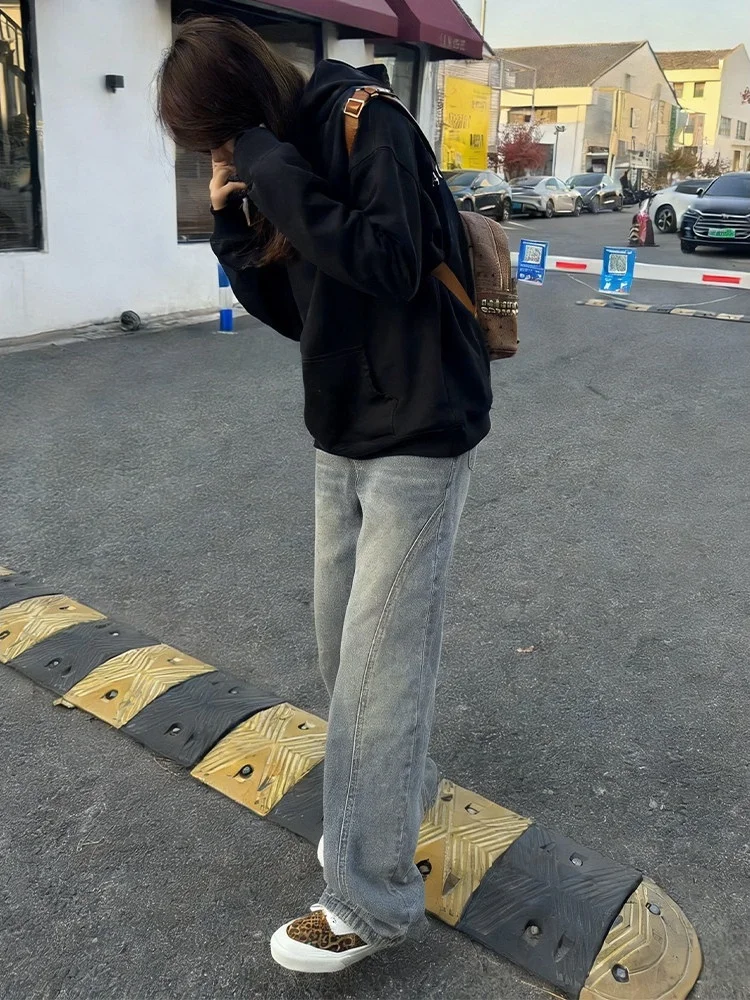 

American Vibe Men's Slim Fit Straight Leg Jeans Spring Autumn High Street Retro Cleanfit Trousers Youthful Wear Resistant