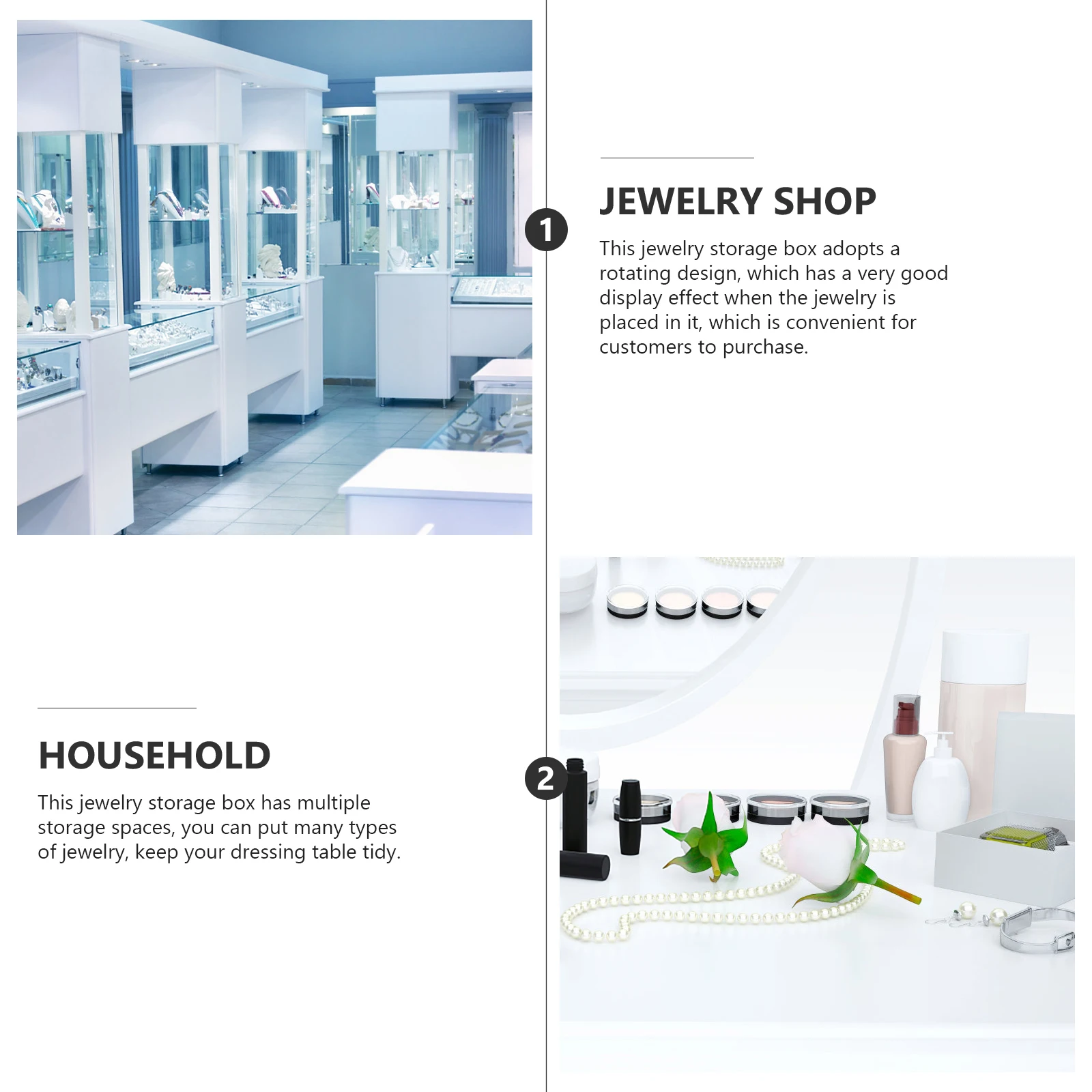 

1 set 1 Set Large Capacity Jewelry Display Box Rotating Design Durable Smooth Makeup Case Earring Ring Holder Container