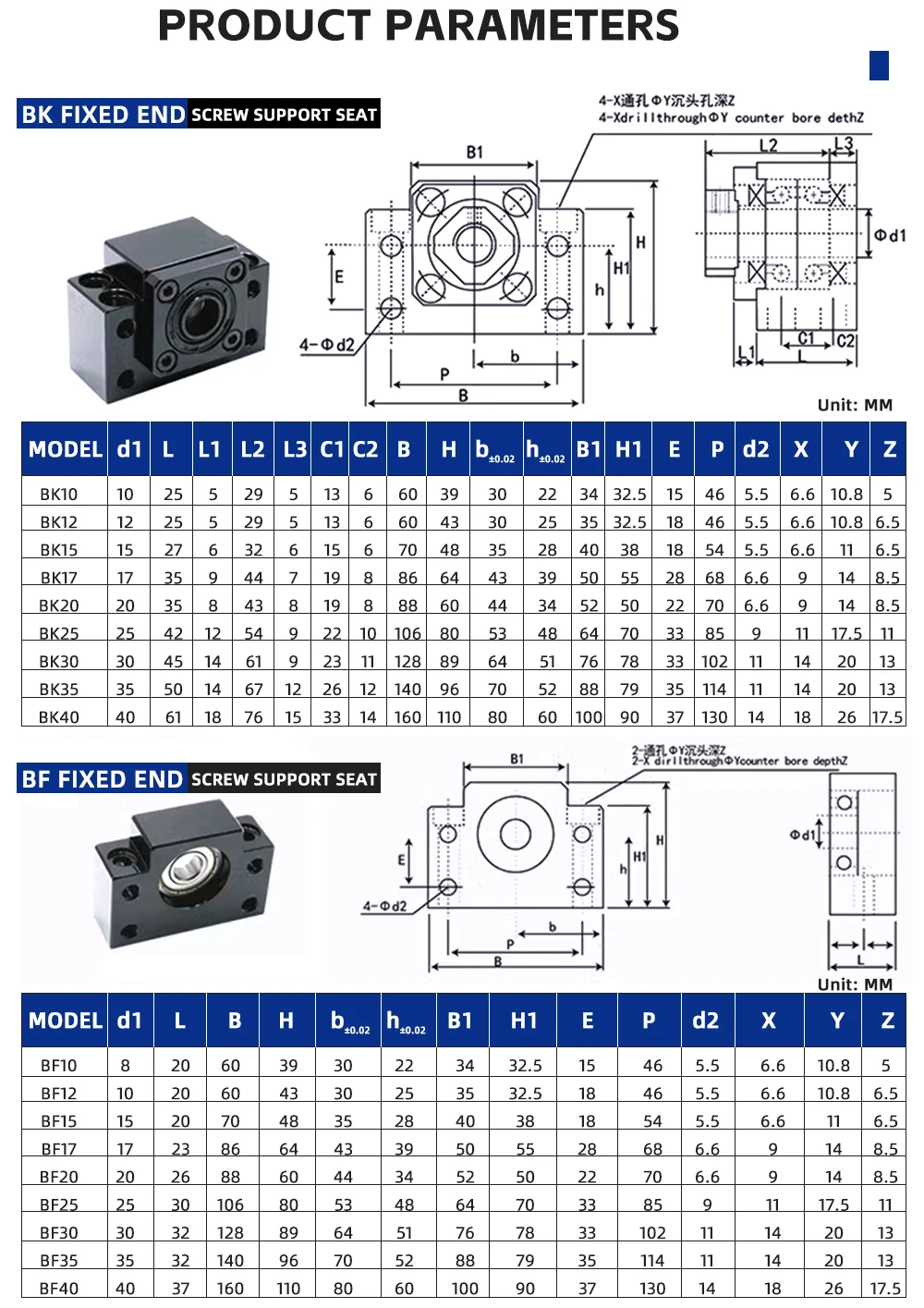 Kugelumlaufspindel-Stützlager BK10 BF10 BKBF12 BKBF15 BKBF20 EKEF12 EKEF15 EKEF20 FKFF10 FKFF12 FKFF15 FKFF20 für Kugelumlaufspindel SFU1605 – Detail 8