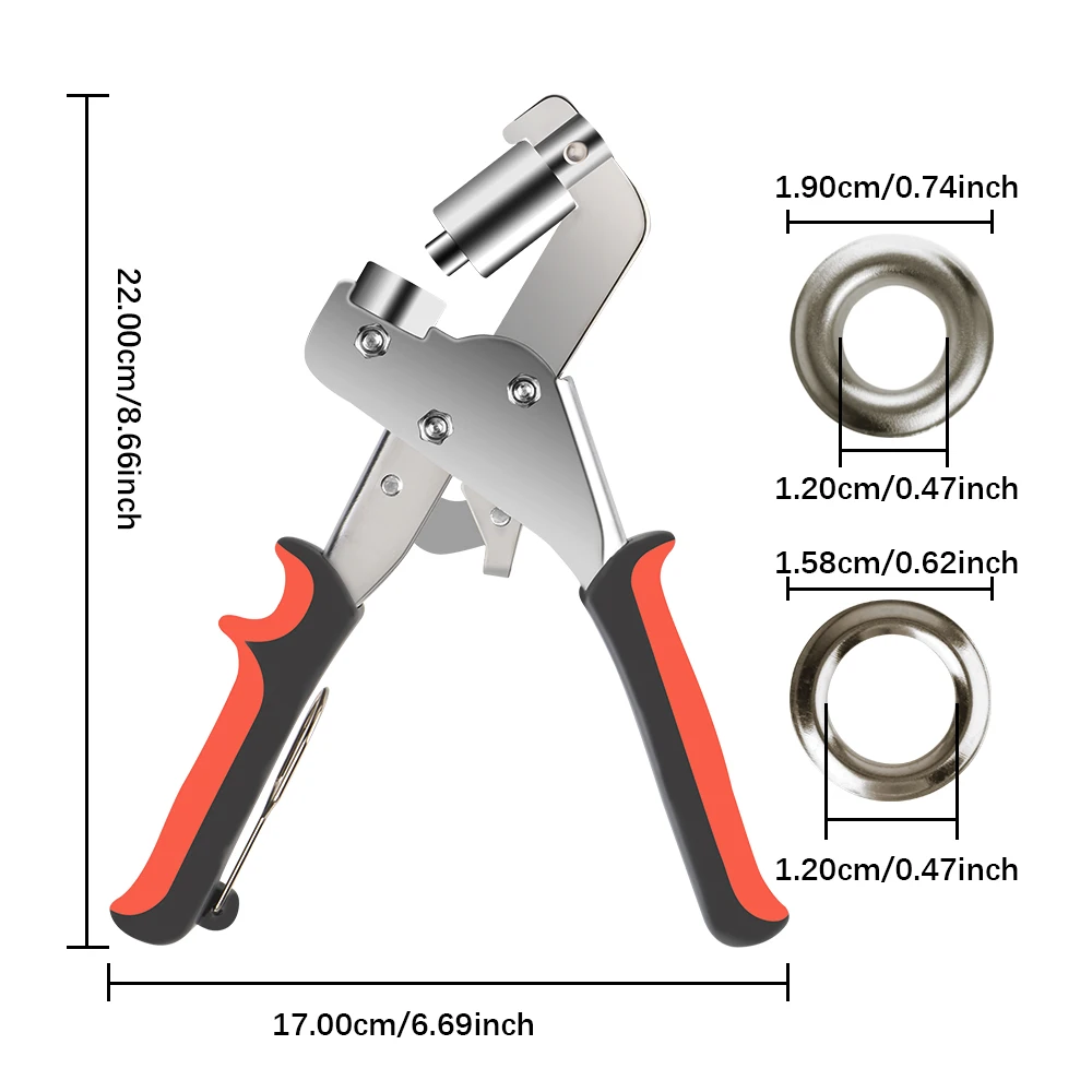 Grommet Eyelet Plier Kit Eyelet Installation Tool Handheld Hole Punch Metal Air Hole Rivet Plier 3/8 Inch 10mm